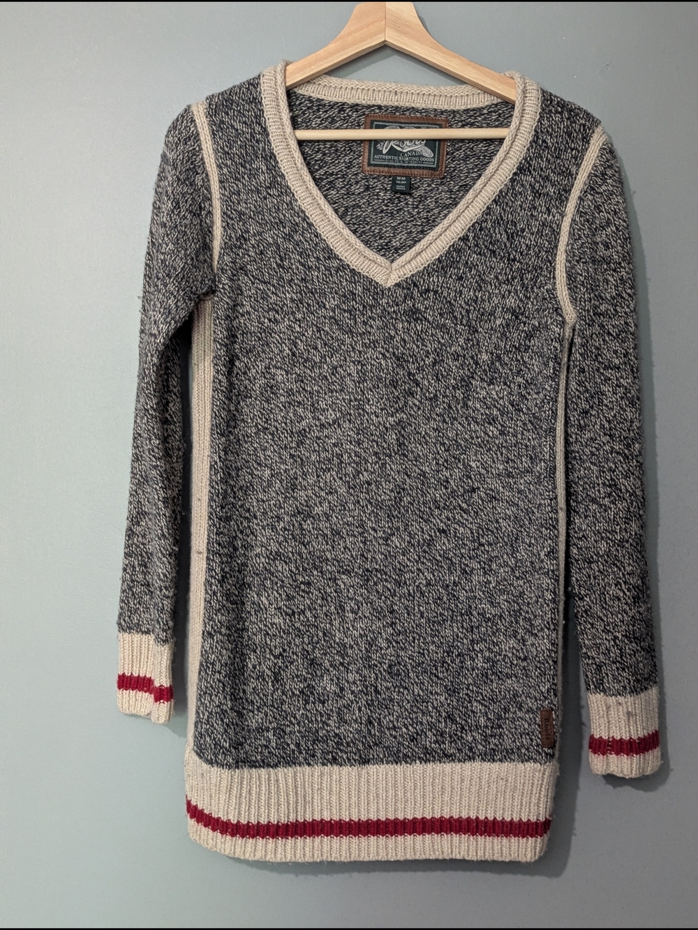 Roots Canada Women's Wool Blend Marled Knit Sweater Heritage Cabincore